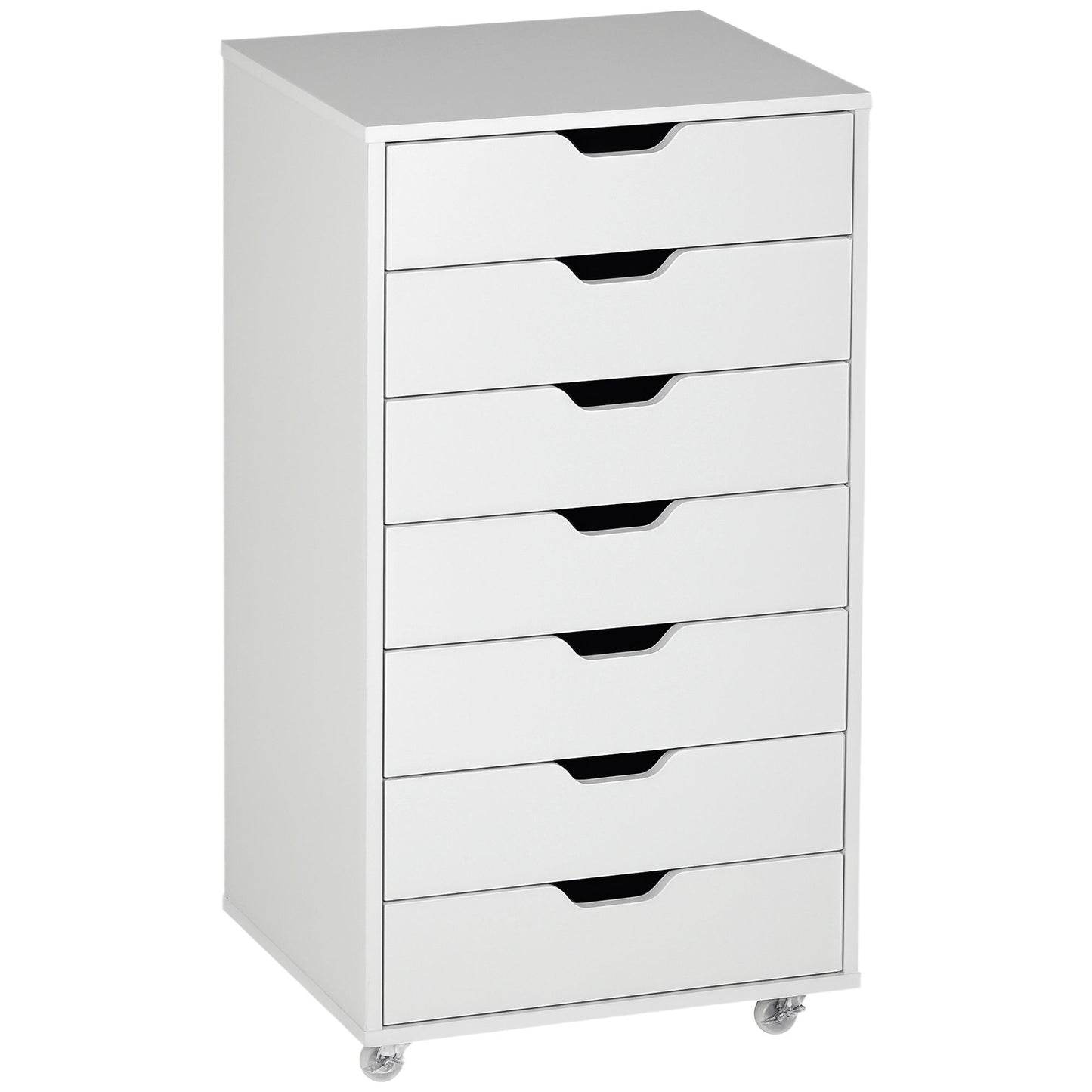 7-drawer Vertical File Cabinet for Home Office, Storage Cabinet with Wheels, 18.7"x15.6"x35.4", White