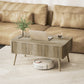 Lift Top Coffee Table with Storage, Center Table with Hidden Compartments and Pine Wood Legs for Living Room, Oak