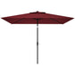 6' x 10' Patio Umbrella with 22 LED Solar Lights and Tilt, Rectangular Outdoor Table Umbrella with Crank, Wine Red