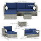 3pcs Modern Rattan Sofa Set, Wicker Patio Furniture Set with Coffee Table, Cushions, Pillows