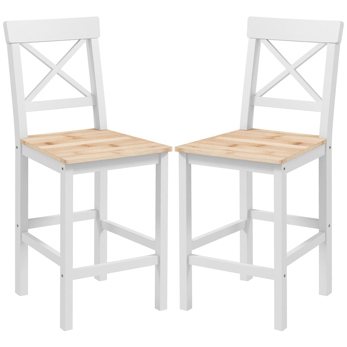 Solid Wood Counter Height Bar Stools Set of 2 - Natural