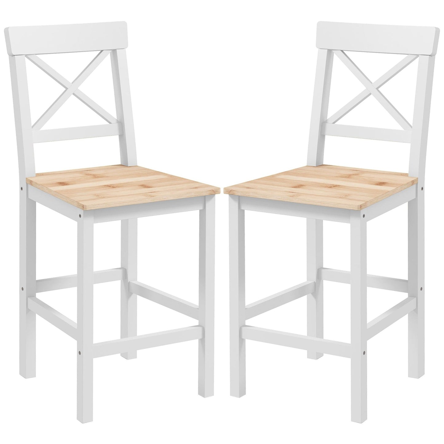 Solid Wood Counter Height Bar Stools Set of 2 - Natural