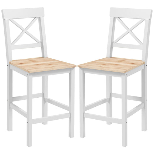 Solid Wood Counter Height Bar Stools Set of 2 - Natural