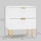 Nightstand with 2 Drawers and Metal Legs - White