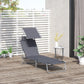 Outdoor Lounge Chair, Adjustable Folding Chaise Lounge, Tanning Chair with Sun Shade for Beach, Camping, Hiking, Backyard, Grey