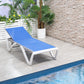 Outdoor Chaise Lounge Chair, Patio Aluminum Tanning Chair with 5-Level Adjustable Back, Portable Wheels, Breathable Mesh Fabric, for Pool, Deck, Garden, Blue