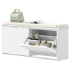 Entryway Shoe Storage Bench with Flip-Drawers - White
