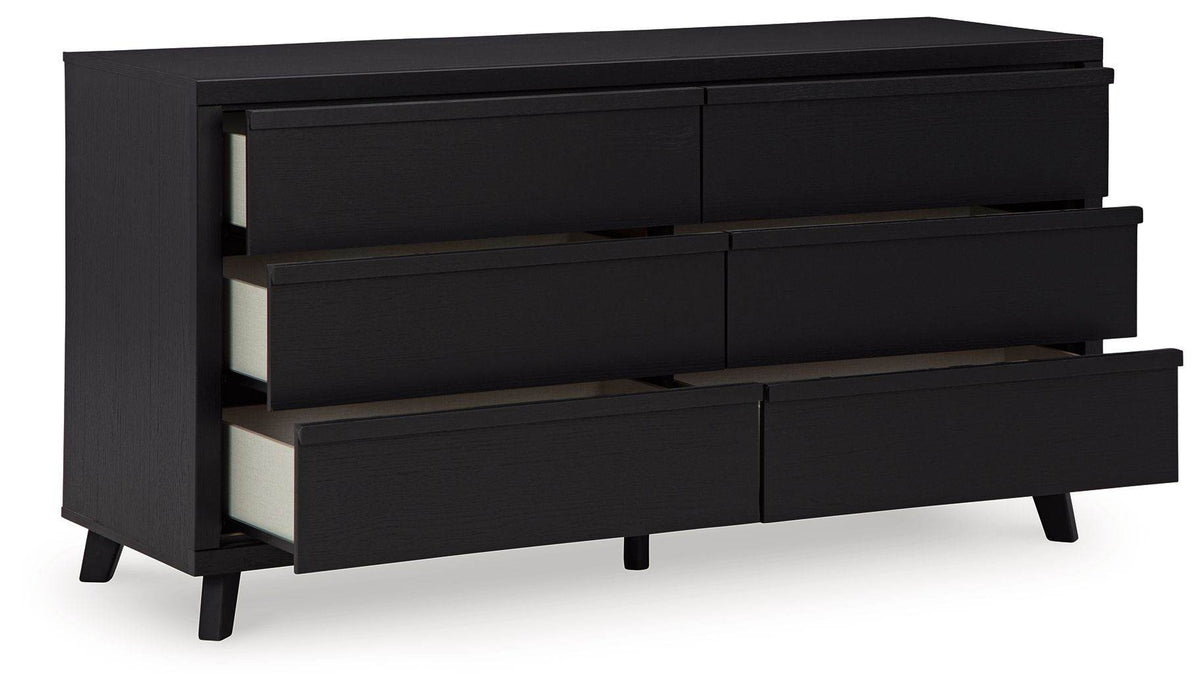 Danziar - Black - Six Drawer Dresser - Forward Furniture