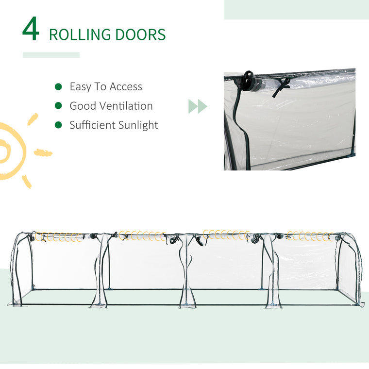 13' x 3' x 2.5' Clear Mini Tunnel Greenhouse with 4 Zipped Doors