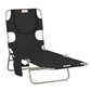 Folding Outdoor Lounge Chair, 5-Level Tanning Chair with Face Hole, Side Pocket, Carry Strap for Beach Pool, Black