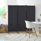 6' 3 Panel Room Divider, Double Hinged Folding Wall Divider, Indoor Privacy Screen for Home Office, Black