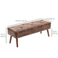 Bedroom Bench, End of Bed Bench with Button Tufted, PU Leather Upholstered Entryway Bench with Wood Legs, Brown