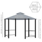 13ft Hexagon Gazebo Outdoor Canopy Shelter with Netting and Shaded Curtains Grey