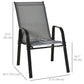 Set of 4 Outdoor Dining Chairs, Heavy Duty Stackable Patio Dining Set with Armrests for Balcony Garden, Dark Grey