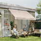 10x5ft Manual Retractable Awning, Patio Sun Shade Canopy Shelter with 5.6-9.2ft Support Pole, Water Resistant UV Protector, for Window, Door, Porch, Deck, Beige