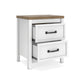 Kerisden - Two Drawer Night Stand - White / Brown