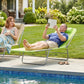 Outdoor Lounge Chair, Portable Adjustable Reclining Seat Folding Chaise Lounge Patio Camping Beach Tanning Chair Bed with Pillow, Light Green