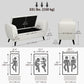 Upholstered Storage Bench with Arms - Cream White