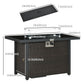 Propane Fire Pit Table 43" Outdoor Fire Table, 50,000 BTU Pulse-Ignition Wicker Firepit Furniture with Glass Wind Guard, Blue Glass Rock, CSA Certification, Coffee