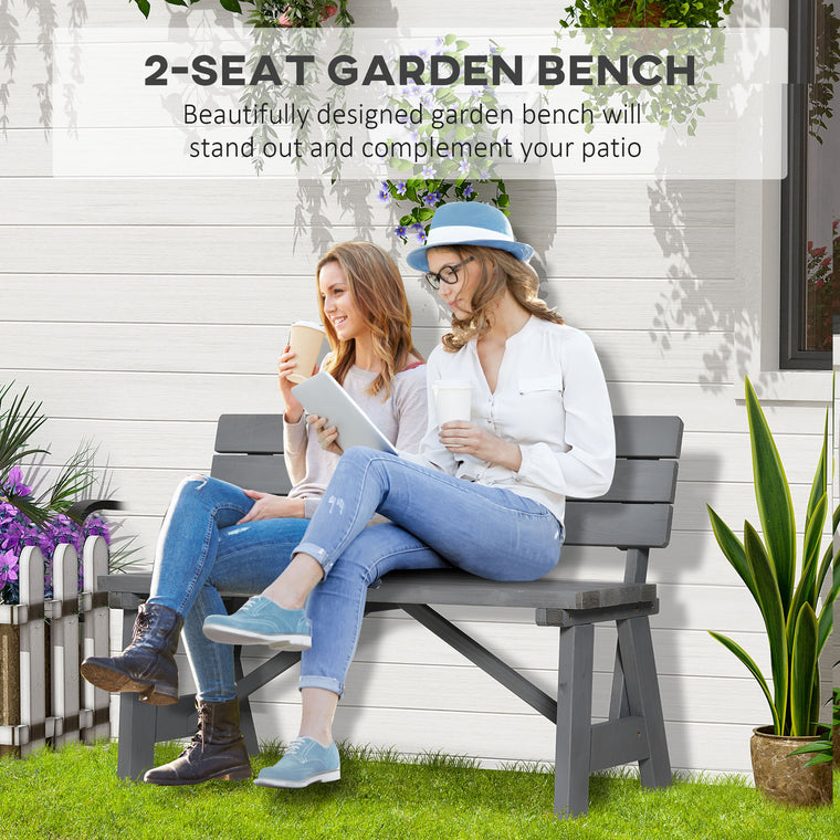 Grey Wooden Garden Bench for 2 Persons