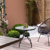 31.5'' Round Bistro Table Outdoor Dining Coffee Table w/ Tempered Glass Top Patio Garden Side Table Weather-resistant