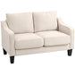 Loveseat Sofa, Modern Couch with Pocket Spring, Linen Upholstered, Thick Padded, Beige