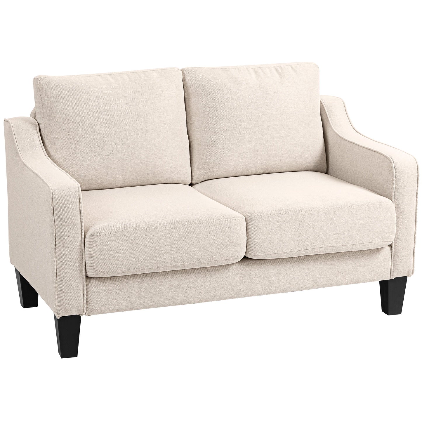 Loveseat Sofa, Modern Couch with Pocket Spring, Linen Upholstered, Thick Padded, Beige