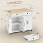 Rolling Kitchen Island Cart with Charging Station - White