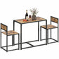 3-Piece Industrial Dining Table Set for 2 - Rustic Brown