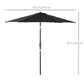 8.5' Round Aluminum Patio Umbrella Garden Parasol Market Sunshade Tilt Canopy w/ 6 Ribs, Crank Handle, Black