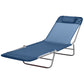 Outdoor Lounge Chair, Portable Adjustable Reclining Seat Folding Chaise Lounge Patio Camping Beach Tanning Chair Bed with Pillow, Dark Blue