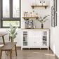 Buffet Sideboard with Glass Doors and Drawers - White