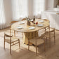 Extendable Dining Table, Round to Oval Convertible Kitchen Table with Storage Shelf for Dining Room, Natural