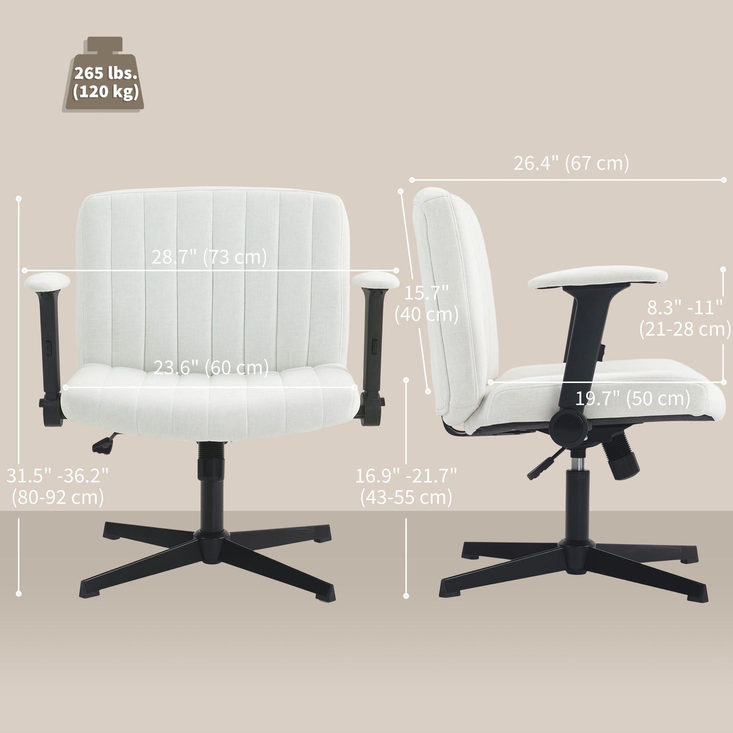 Criss Cross Office Chair with Flip-Up Armrests - Beige