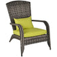 Patio Wicker Adirondack Chair, Outdoor PE Rattan Fire Pit Chair, Muskoka Chair w/ Soft Cushions, Tall Curved Backrest and Comfortable Armrests for Deck Garden, Green