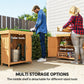 Wooden Garden Tool Storage Shed Kit with Hinged Roof, 2-Tier Shelves and Double Doors, 74x43x88cm, Natural Wood