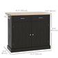 Kitchen Island with Drop Leaf, Rolling Kitchen Cart with 2 Drawers, Adjustable Shelves and Wood Countertop, Black