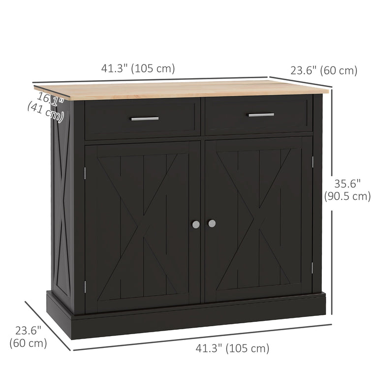 Kitchen Island with Drop Leaf and 2 Drawers