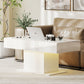 Extendable Coffee Table with LED Lights, Modern High Gloss Center Table with Hidden Storage for Living Room, White