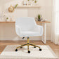 Office Chair, Faux Rabbit Fur Upholstered Vanity Desk Chair, Cream White