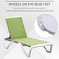 Outdoor Chaise Lounge Chair, Patio Aluminum Tanning Chair with 5-Level Adjustable Back, Portable Wheels, Breathable Mesh Fabric, for Pool, Deck, Garden, Blue