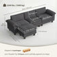 L-Shaped Sectional Sofa with Movable Ottoman - Dark Grey