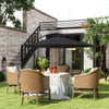 9.7ft Offset Patio Umbrella Garden Hanging Parasol Banana Cantilever Umbrella with Base, Crank, Black
