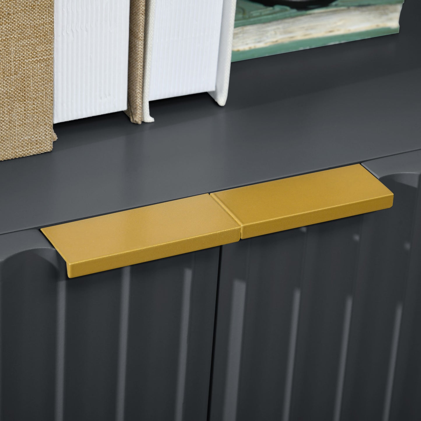 Modern Storage Cabinet Sideboard Buffet Cabinet with Gold Legs for Living Room Dining Room Hallway Black