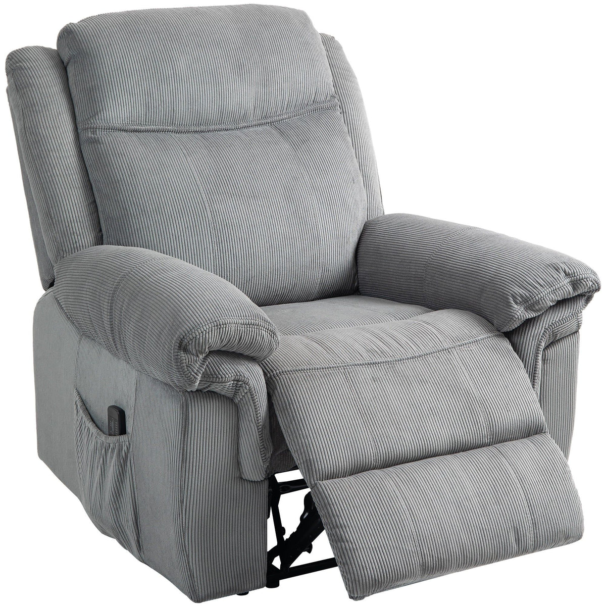 Manual Massage Recliner with Side Pockets - Grey