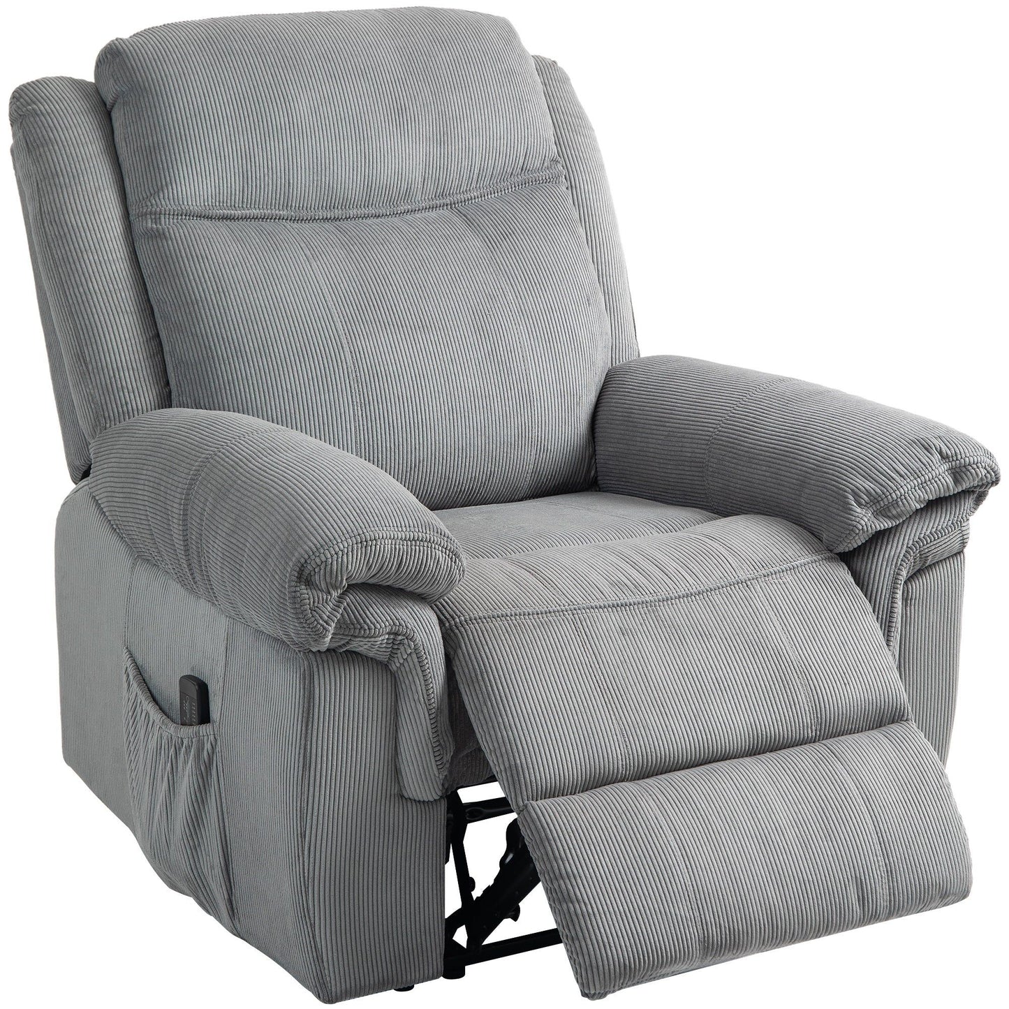 Manual Massage Recliner with Side Pockets - Grey