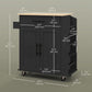 Rolling Kitchen Island with Power Outlets and Drawer - Black