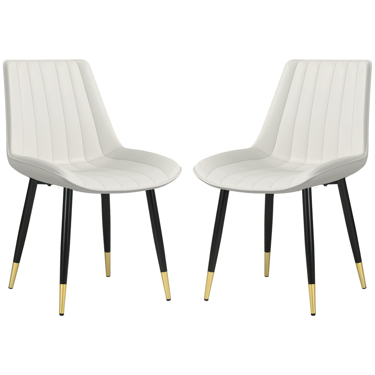 PU Leather Dining Chairs Set of 2 - Cream