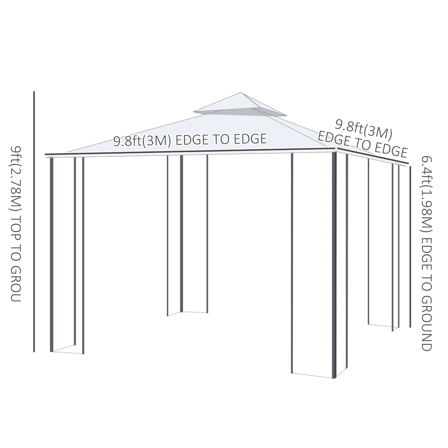 10' x 10' Steel Outdoor Patio Gazebo Canopy with Removable Mesh Curtains, Display Shelves, & Steel Frame, Beige