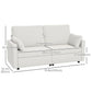 Modern 3 Seater Sofa, 77" Upholstered Couch with 2 Throw Cushions for Bedroom, Living Room, Cream White